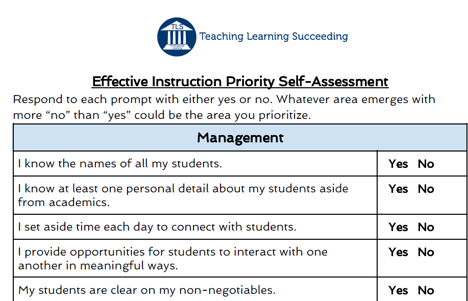 Effecive Instruction Self Assessment